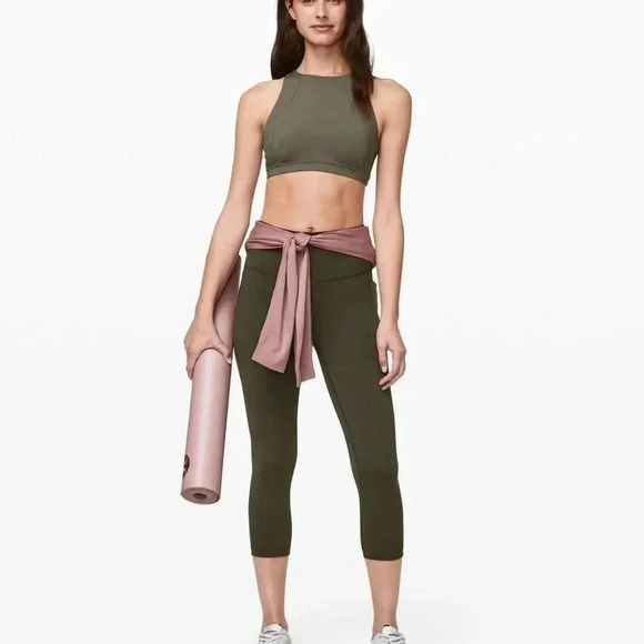 Lululemon Wunder Under Crop (High-Rise) *Full-On Luxtreme 21"Dark Olive (First - Picture 3 of 14